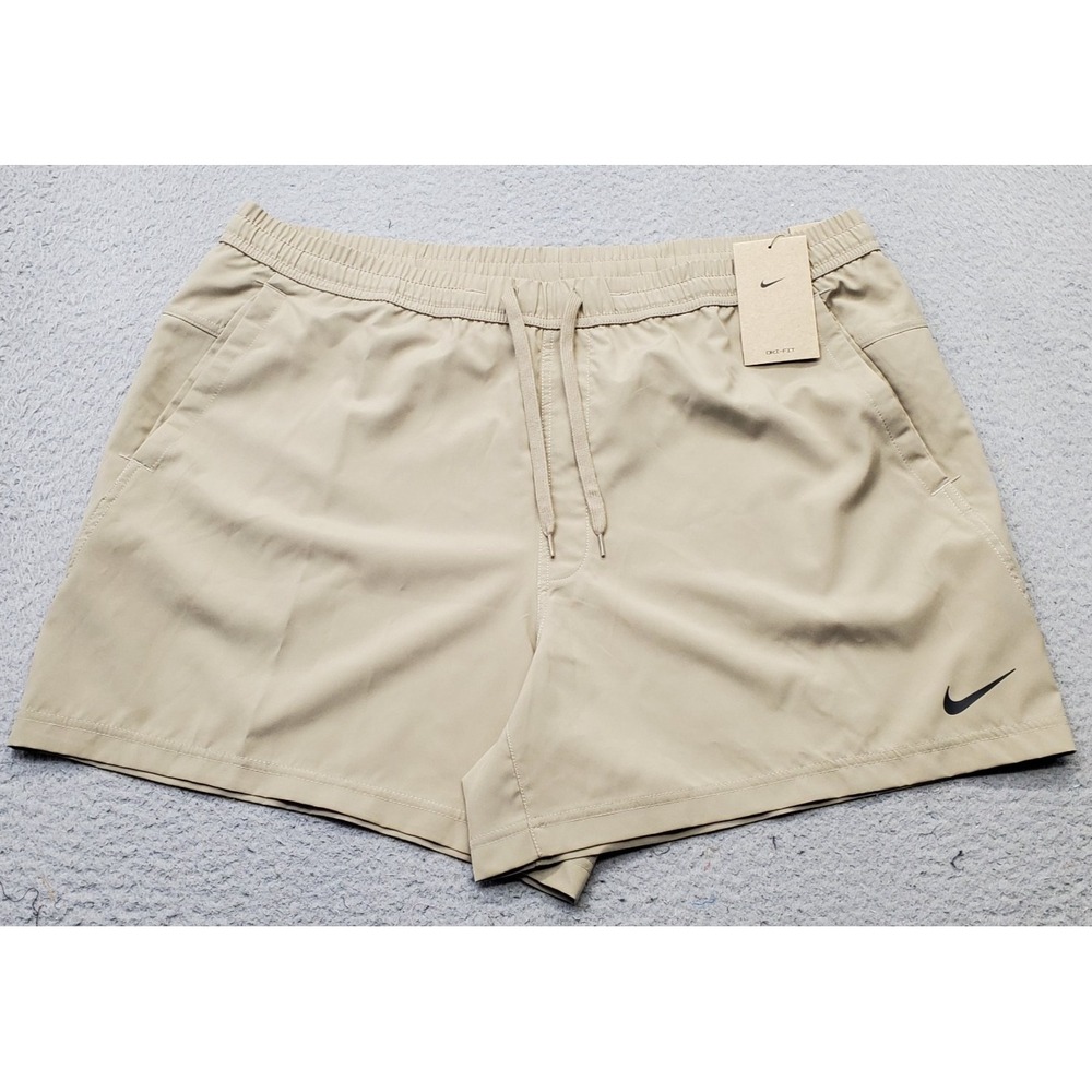 Nike Running Shorts Mens XL Tan Standard Fit Four-Way Stretch Drawstring Waist